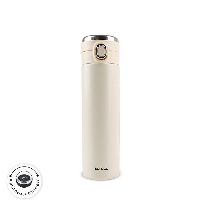 Karaca Etro Sızdırmaz Çelik Dijital Termos 480 ml Krem