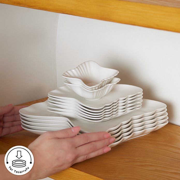 Karaca Stream Bone Pieris 34 Parça 6 Kişilik Kahvaltı Takımı