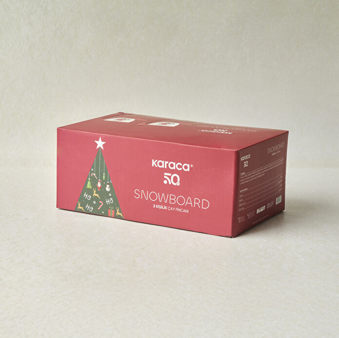 Karaca New Year Yılbaşı Snowboard 2 Kişilik Çay Fincan Takımı