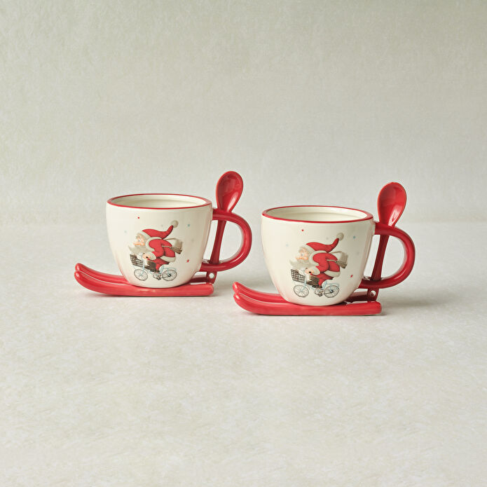 Karaca New Year Yılbaşı Snowboard 2 Kişilik Çay Fincan Takımı