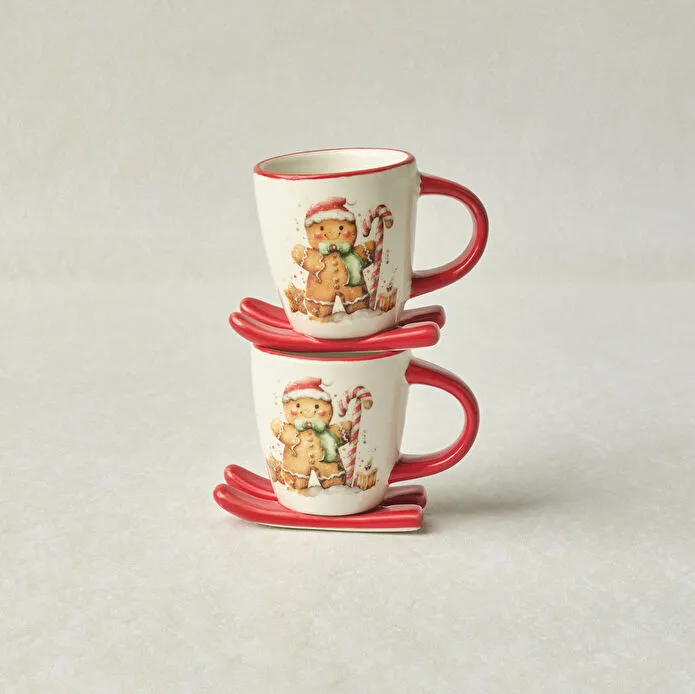 Karaca New Year Yılbaşı Sevimli Kurabiye Adam 2 Kişilik Kahve Fincan Takımı