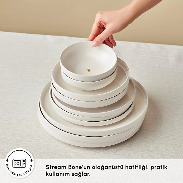 Karaca Stream Bone Saturn Logo 24 Parça 6 Kişilik Yemek Takımı