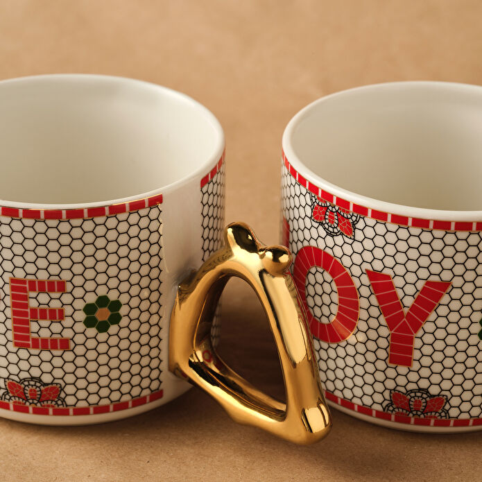 Karaca New Year Yılbaşı Jingle Bells 2 Kişilik Kupa Seti 300 ml