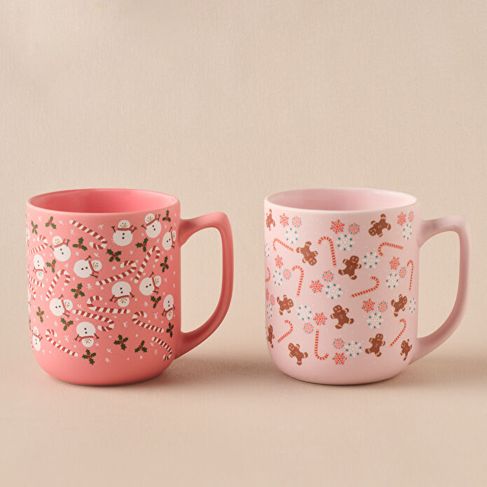 Karaca New Year Yılbaşı Gingerbread Soft Touch 2 Kişilik Kupa Seti 470 ml