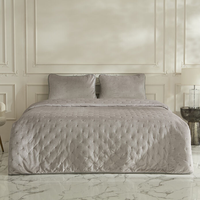 Karaca Home Lorıan Çift Kişilik Yatak Örtüsü Seti Gri