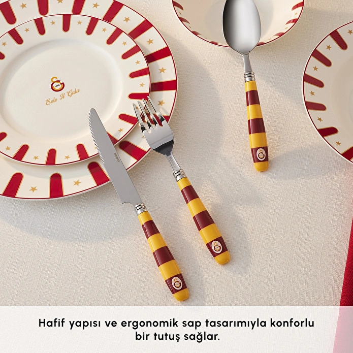 Karaca x Galatasaray Lisanslı 18 Parça 6 Kişilik Çatal Kaşık Bıçak Takımı