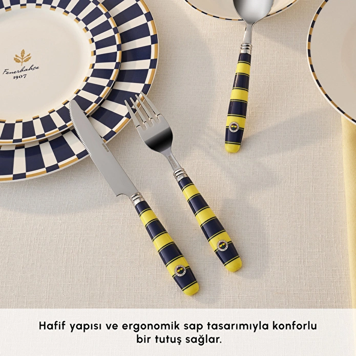 Karaca x Fenerbahçe Lisanslı 18 Parça 6 Kişilik Çatal Kaşık Bıçak Takımı