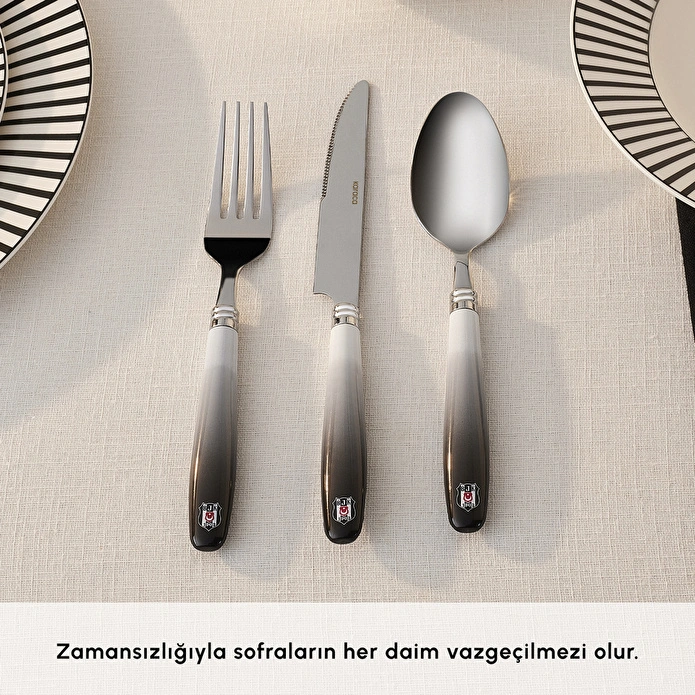 Karaca x Beşiktaş Lisanslı 18 Parça 6 Kişilik Çatal Kaşık Bıçak Takımı