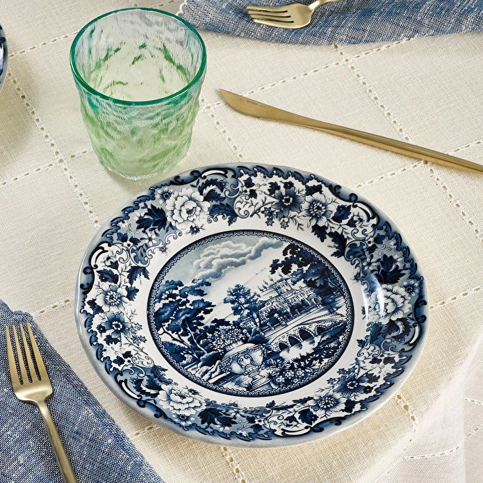 Karaca Old Town 4 Parça Pasta Takımı Mavi 21 cm