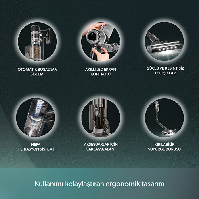 Homend Dustrider Pro 1270H Toz İstasyonlu Ergonomik Dikey Süpürge Siyah