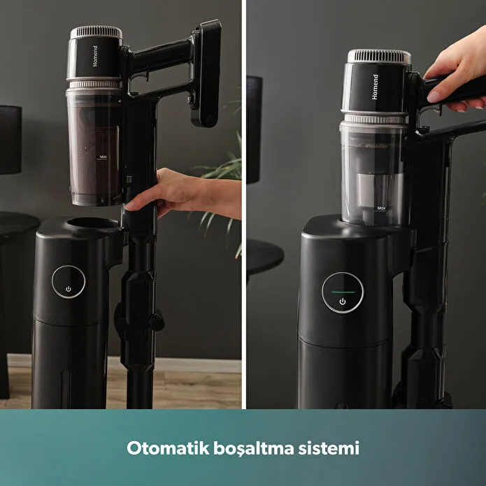 Homend Dustrider Pro 1270H Toz İstasyonlu Ergonomik Dikey Süpürge Siyah