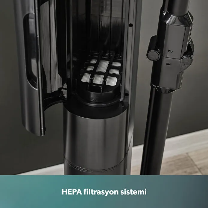 Homend Dustrider Pro 1270H Toz İstasyonlu Ergonomik Dikey Süpürge Siyah