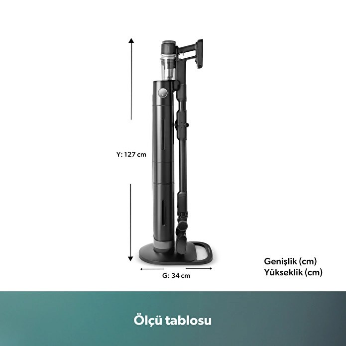 Homend Dustrider Pro 1270H Toz İstasyonlu Ergonomik Dikey Süpürge Siyah