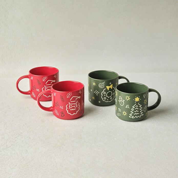 Karaca New Year Yılbaşı Angel 4 Kişilik Standlı Kupa Seti