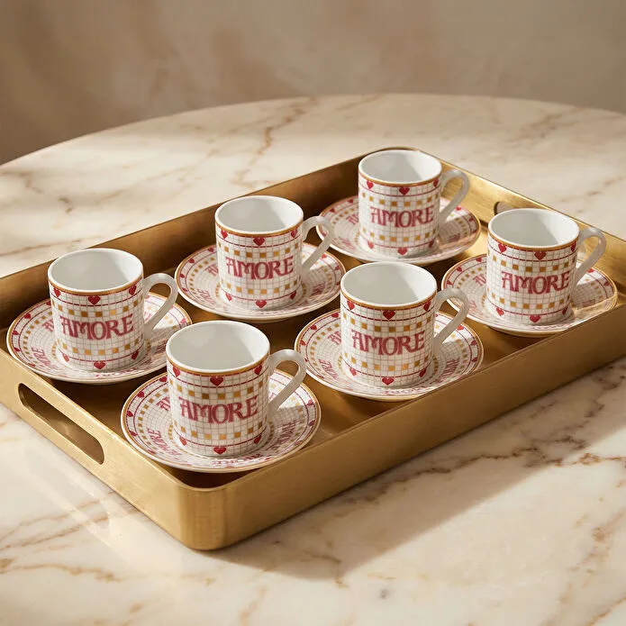 Karaca Lovemore 6 Kişilik Kahve Fincan Takımı 90 ml