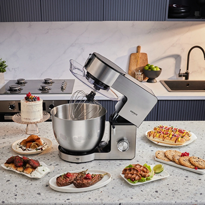 Karaca Multichef Ultra Inox Kıyma Çekme/Sucuk-Sosis/İçli Köfte Aparatlı Hamur Yoğurma Makinesi 2000W 8L