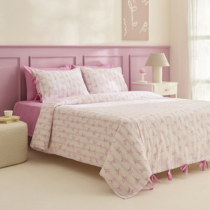 Karaca Home Ribelle %100 Pamuk Tek Kişilik Nevresim Takımı Pembe