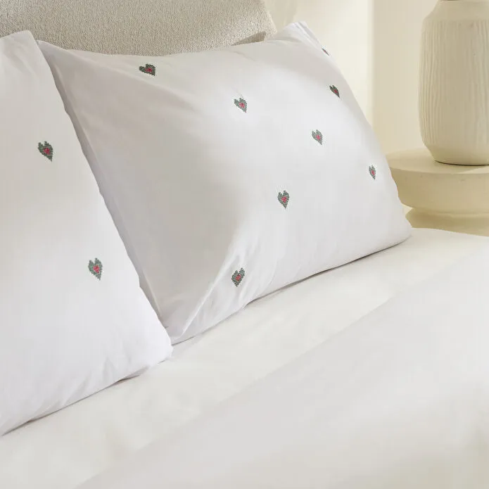 Karaca Home Amour Mio %100 Pamuk Çift Kişilik Nakışlı Nevresim Takımı Beyaz