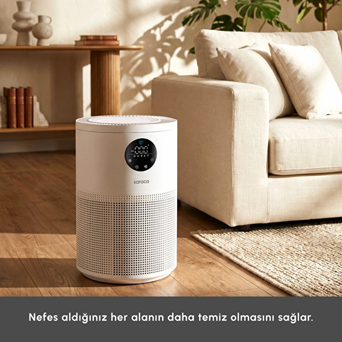 Karaca Oksijen Plus S1 Compact Hava Temizleyici HEPA Filtreli (True HEPA / H13) ve Akıllı Lazer Sensörlü Matte White
