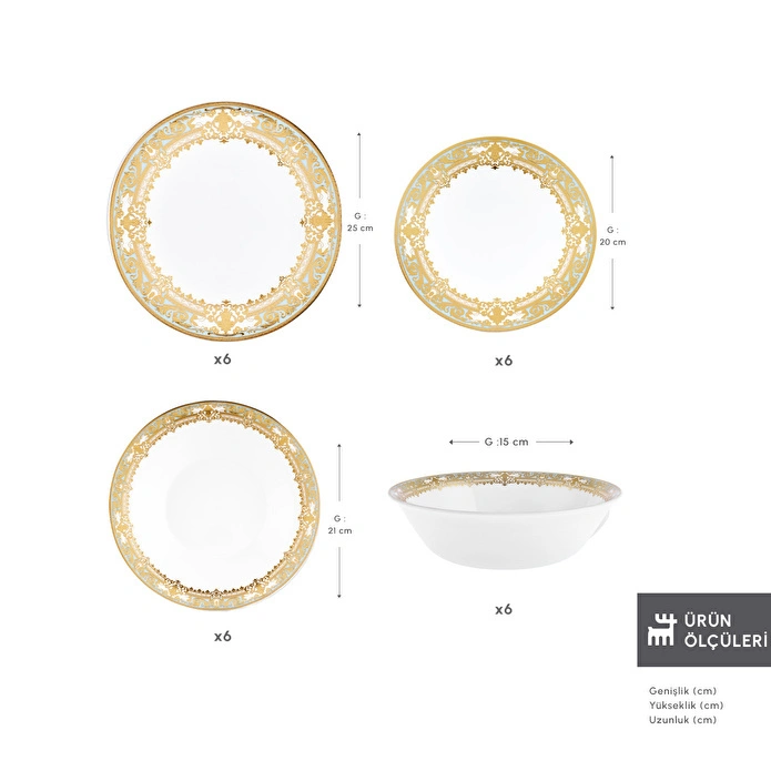 Karaca Royal Opal 24 Parça 6 Kişilik Yemek Takımı