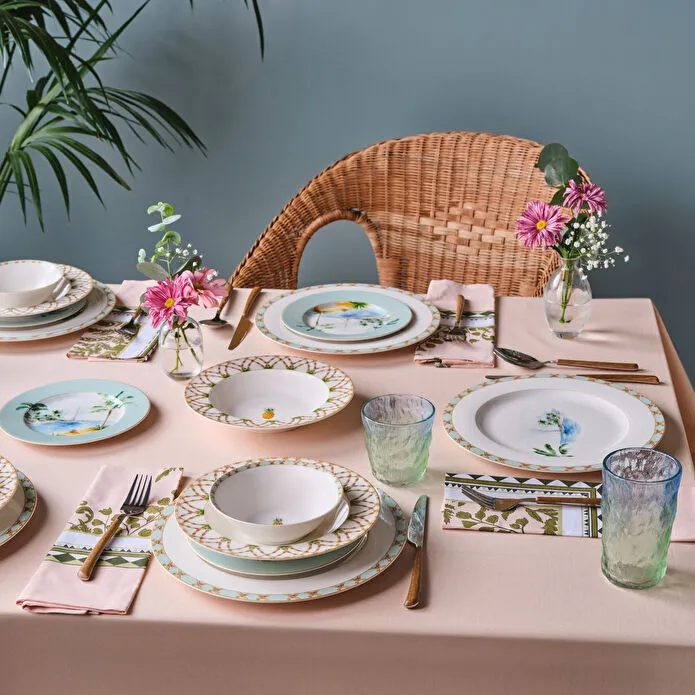 Karaca Forever Bone Tropical 24 Parça 6 Kişilik Yemek Takımı