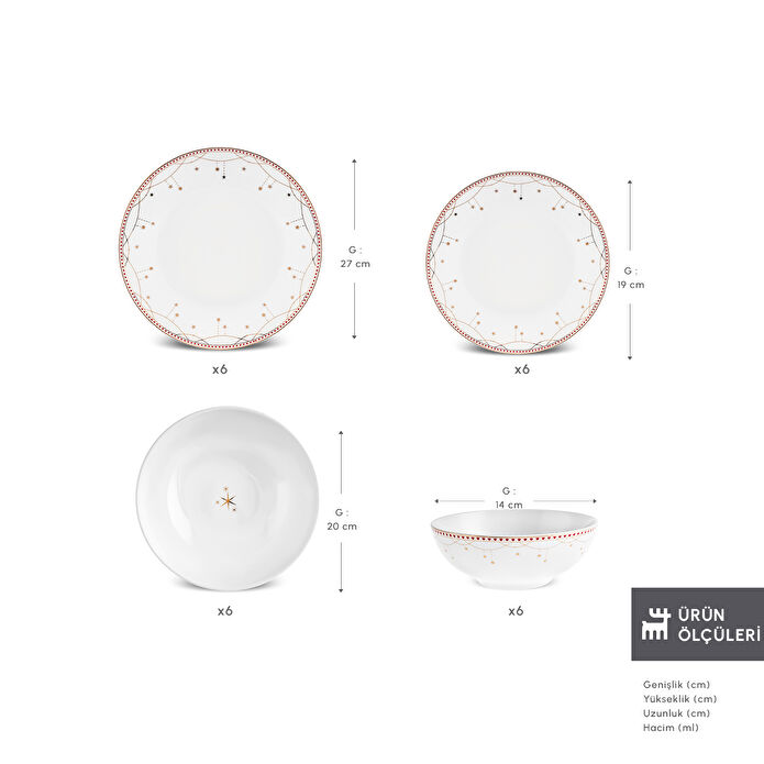 Karaca Elegance Bone Festival 24 Parça 6 Kişilik Yemek Takımı