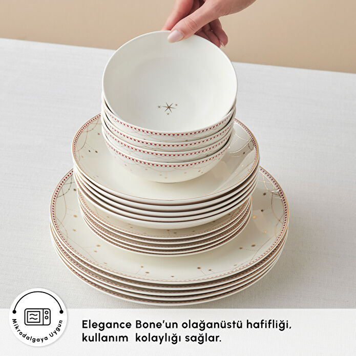 Karaca Elegance Bone Festival 24 Parça 6 Kişilik Yemek Takımı