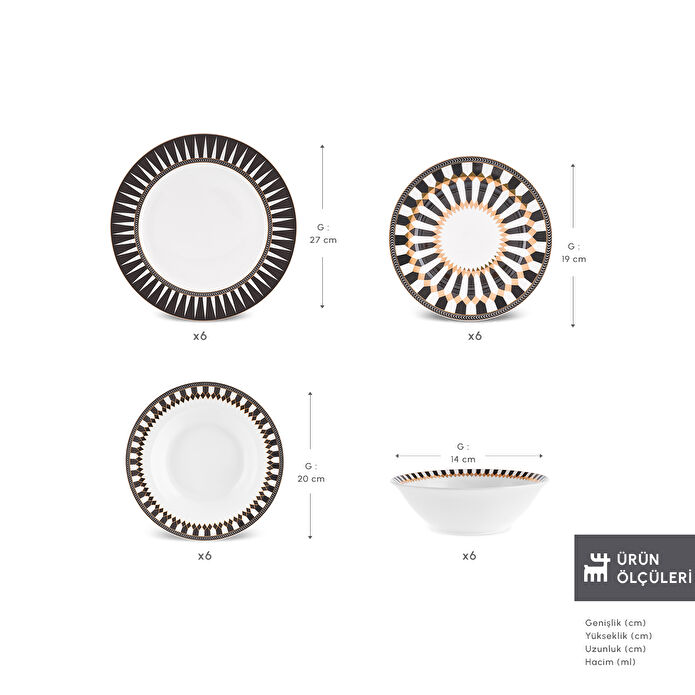 Karaca Elegance Bone Helsinki 24 Parça 6 Kişilik Yemek Takımı
