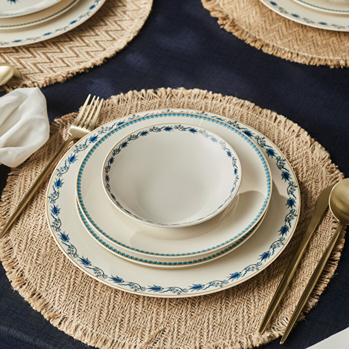 Karaca Forever Bone İznik 24 Parça 6 Kişilik Yemek Takımı