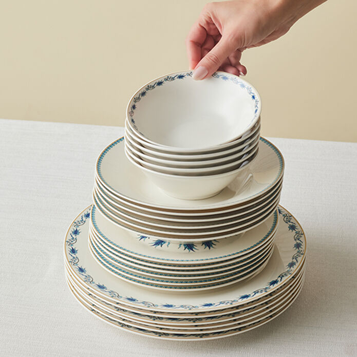 Karaca Forever Bone İznik 24 Parça 6 Kişilik Yemek Takımı