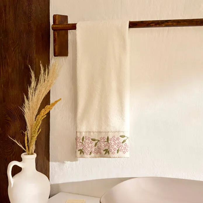 Karaca Home Artisan Arke %100 Pamuk Nakışlı El Havlusu Ekru 50x90 cm