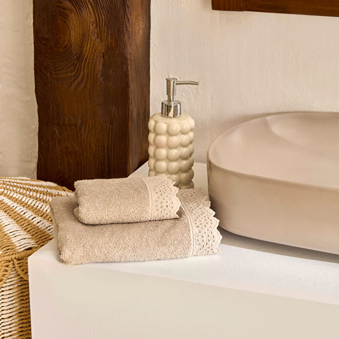 Karaca Home Artisan Soil %100 Pamuk Yüz Havlusu Bej 50x90 cm