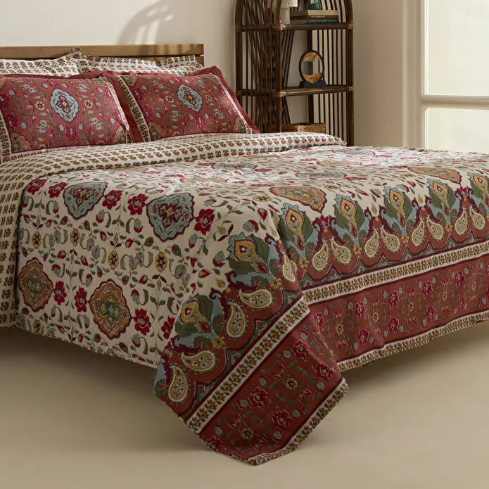 Karaca Home Pueblo %100 Pamuk Çift Kişilik Nevresim Takımı Kiremit