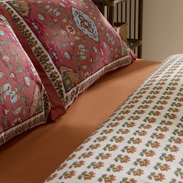 Karaca Home Pueblo %100 Pamuk Çift Kişilik Nevresim Takımı Kiremit