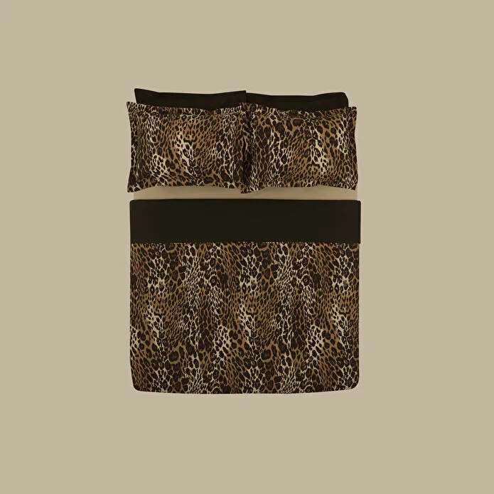 Karaca Home Leovina %100 Pamuk Çift Kişilik Saten Nevresim Takımı Kahverengi