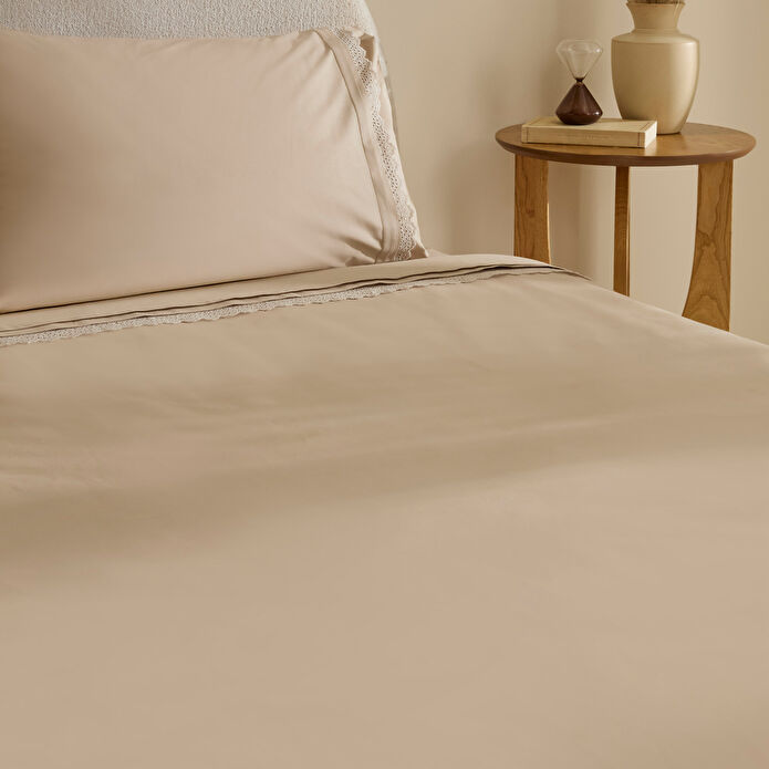 Karaca Home Lenmor %100 Pamuk Çift Kişilik Nevresim Takımı Bej
