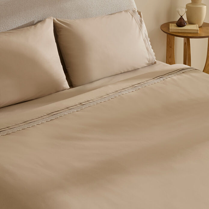 Karaca Home Lenmor %100 Pamuk Çift Kişilik Nevresim Takımı Bej