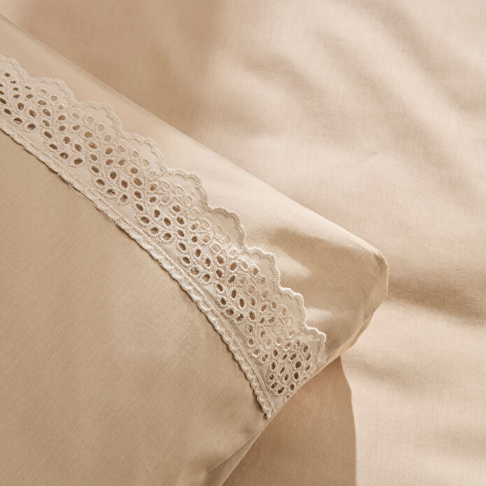 Karaca Home Lenmor %100 Pamuk Çift Kişilik Nevresim Takımı Bej