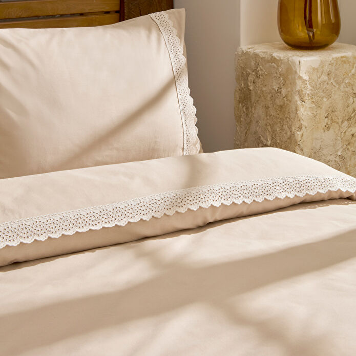 Karaca Home Lenmor %100 Pamuk Çift Kişilik Nevresim Takımı Bej