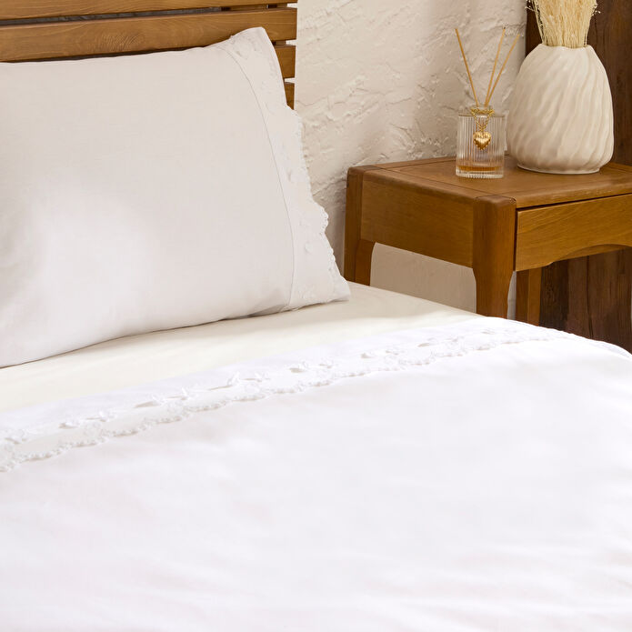 Karaca Home Delvyn %100 Pamuk Çift Kişilik Nevresim Takımı Beyaz