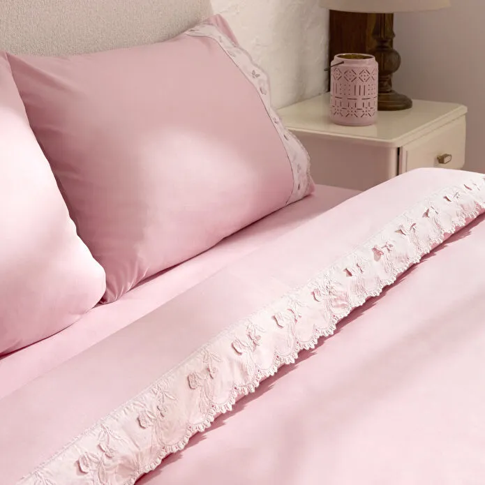 Karaca Home Delvyn %100 Pamuk Çift Kişilik Nevresim Takımı Pudra