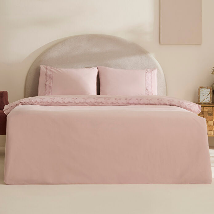 Karaca Home Delvyn %100 Pamuk Çift Kişilik Nevresim Takımı Pudra