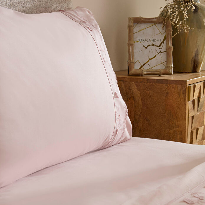 Karaca Home Delvyn %100 Pamuk Çift Kişilik Nevresim Takımı Pudra
