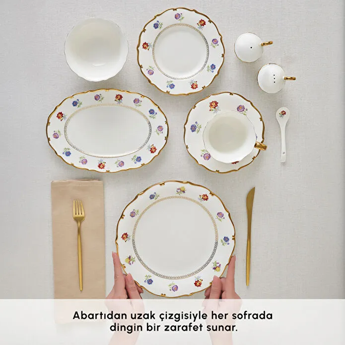 Karaca Royal Bone Diana 32 Parça 6 Kişilik Kahvaltı Takımı Gold