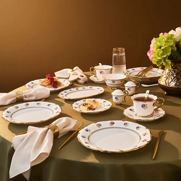 Karaca Royal Bone Diana 32 Parça 6 Kişilik Kahvaltı Takımı Gold