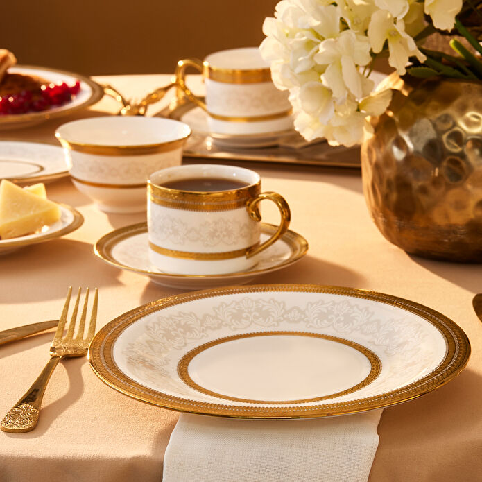 Karaca Royal Bone Charlotte 32 Parça 6 Kişilik Kahvaltı Takımı Gold