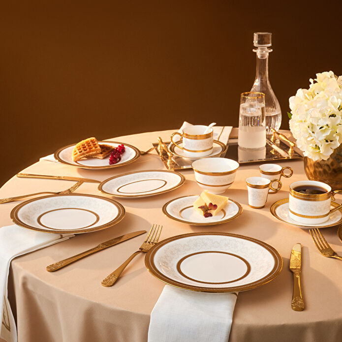 Karaca Royal Bone Charlotte 32 Parça 6 Kişilik Kahvaltı Takımı Gold