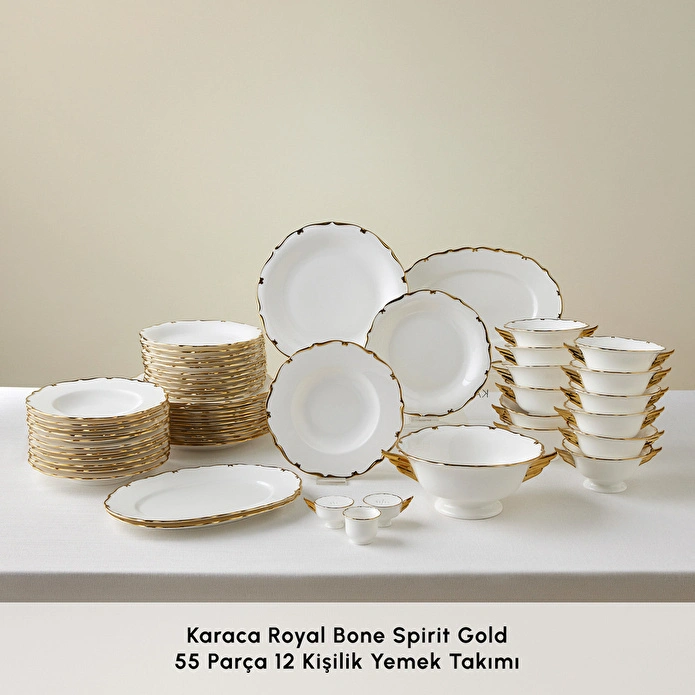Karaca Royal Bone Spirit 55 Parça 12 Kişilik Yemek Takımı