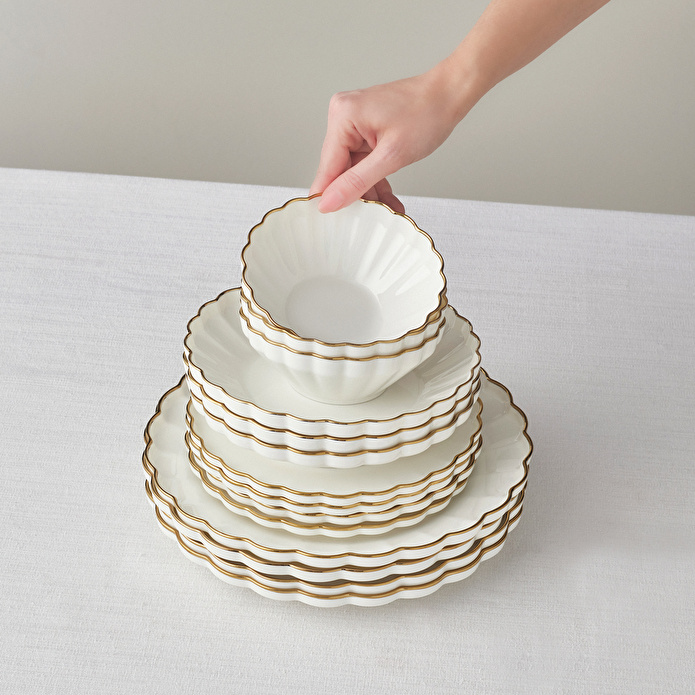 Karaca Stream Bone Oyster 53 Parça 12 Kişilik Yemek Takımı