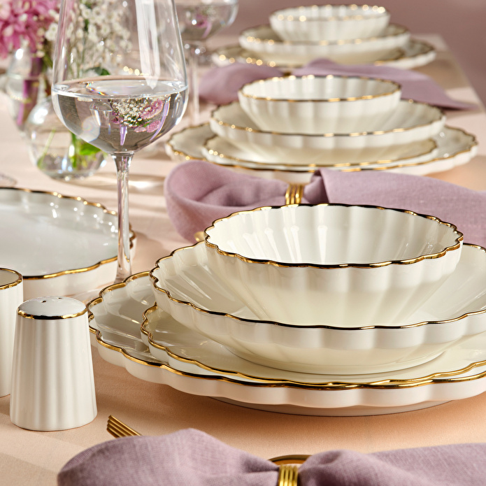 Karaca Stream Bone Oyster 53 Parça 12 Kişilik Yemek Takımı